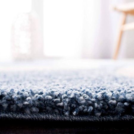 Plush blue Textured Living Rug